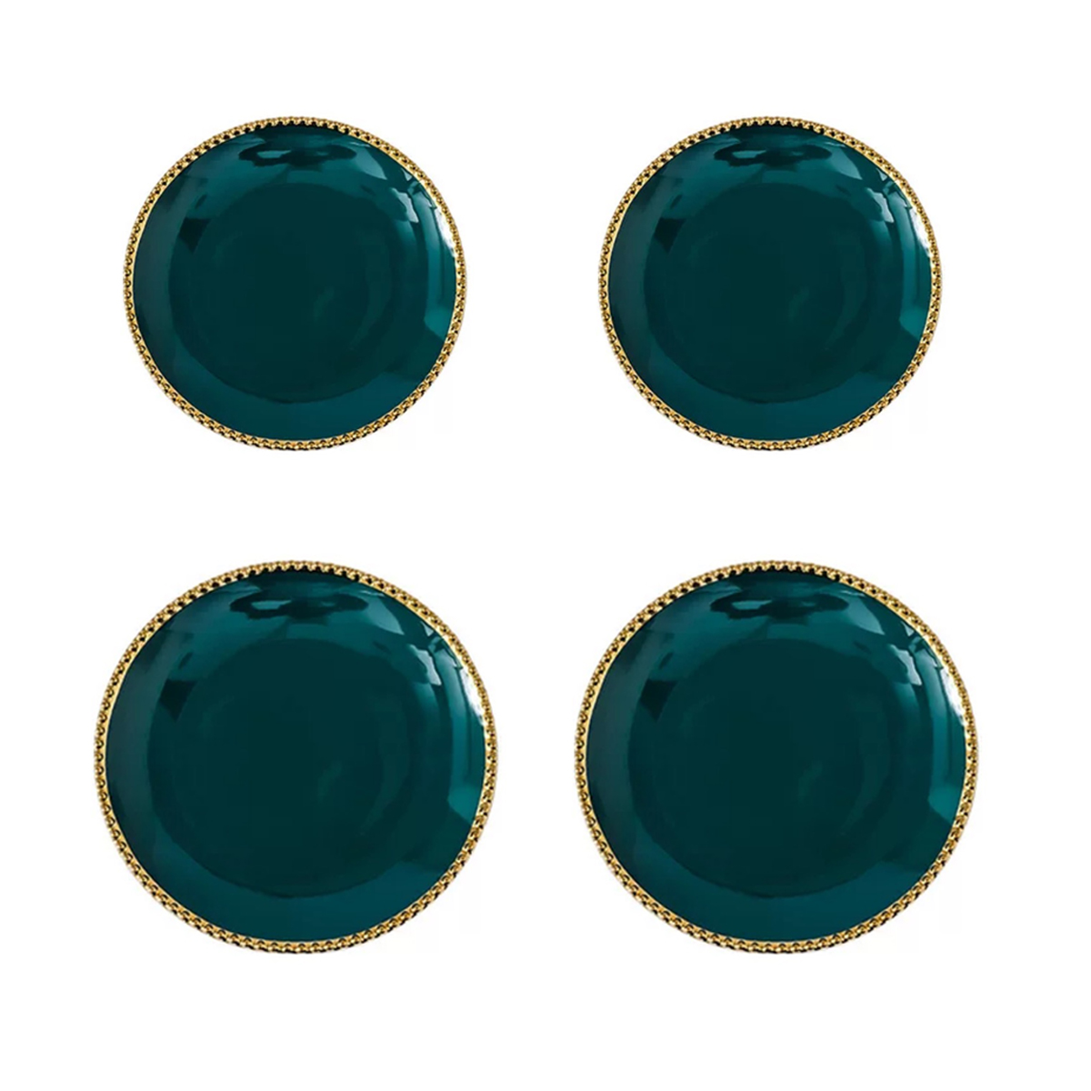 hensunhome 4-piece ceramic dinner plates set dark green with golden edge serves for 4
hensunhome 4-piece ceramic dinner plates set dark green with golden edge serves for 4
